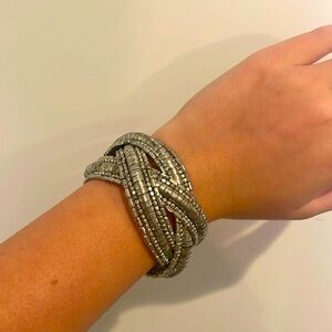 Silver beaded cuff bracelet